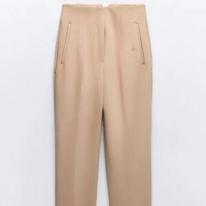 Zara Tapered High Waisted Trousers - Taupe